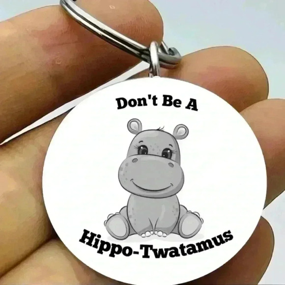 Don't be a hippotwatamus hippo baby  Hot Keychain - Picture 1 of 1